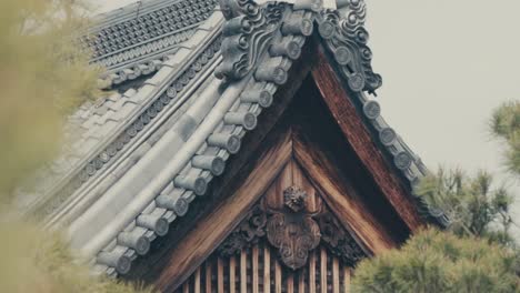 gable roof and exterior of japanese temple in kyoto, japan