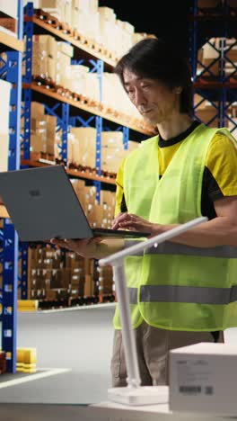 vertical video distribution center staff managing package dispatch for a large brand