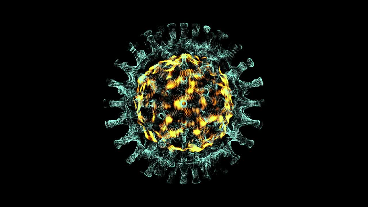 virus de la corona con núcleo, animación en bucle