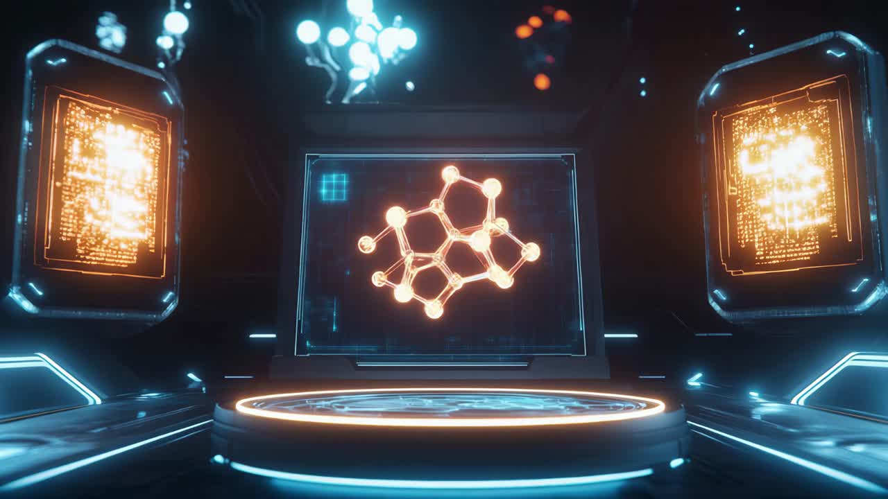 Abstract Futuristic Molecular Display