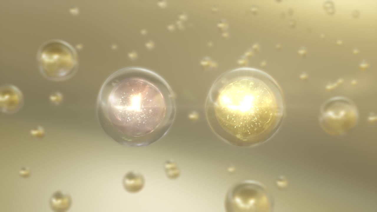 슈퍼 슬로 모션 아름다움 반이는 보습 버블 블로브 또는 방울 3d 애니메이션
