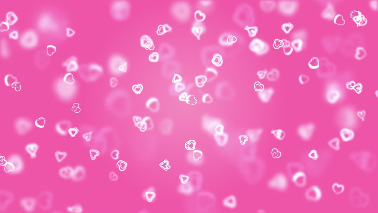 Valentines day pink red animation hearts greeting love hearts festive of bokeh sparkles hearts for