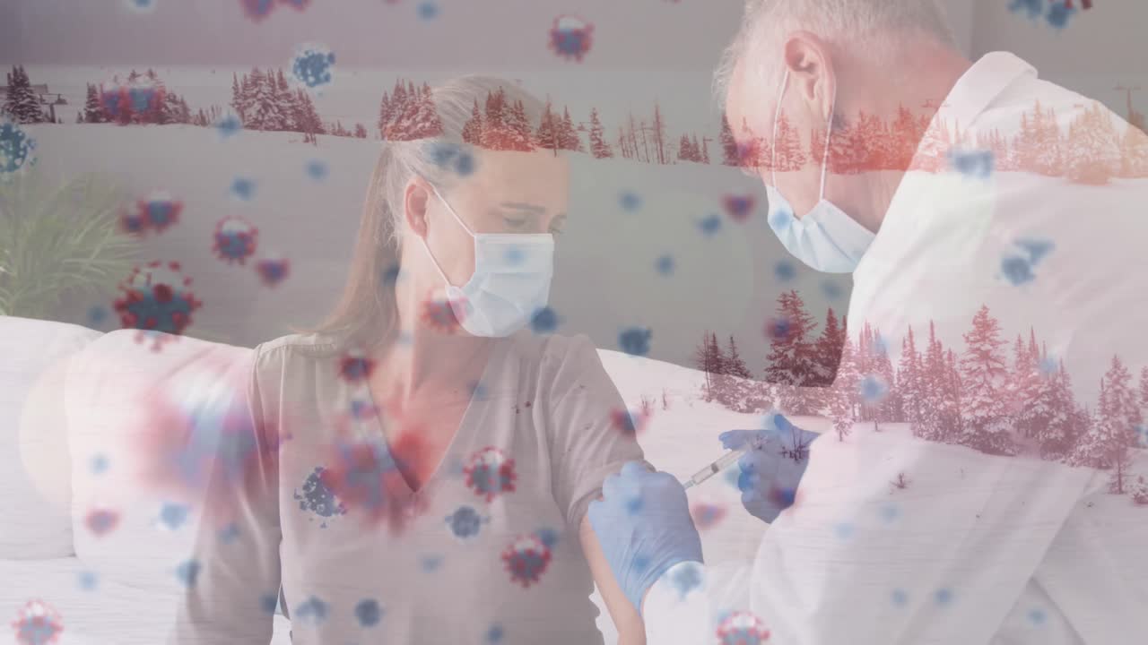 백인 남성 의사 백신 접종 환자에 대한 바이러스 세포의 활성화