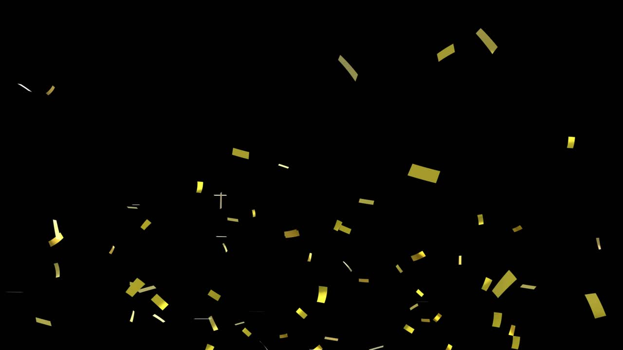 Pinpoint emerging below shooting up erupting green orb releasing gold confetti fading for festivity