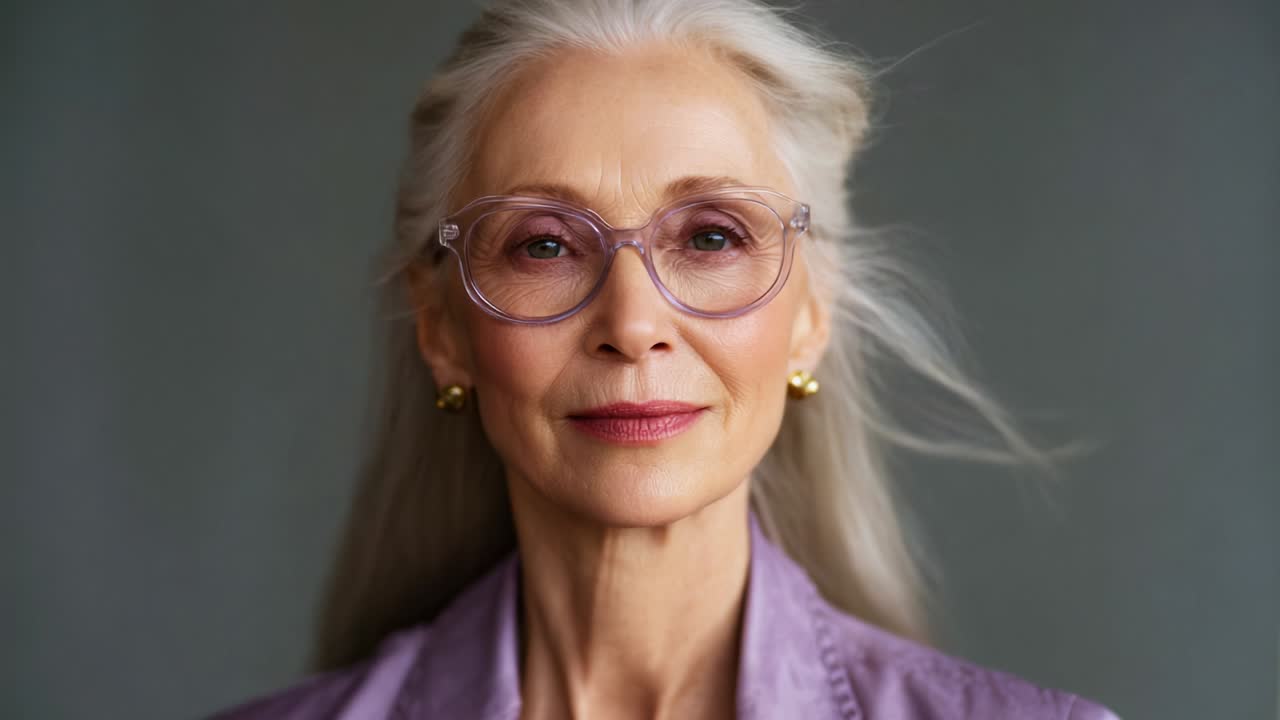 Portrait of a Beautiful Older Woman with Grey Hair
