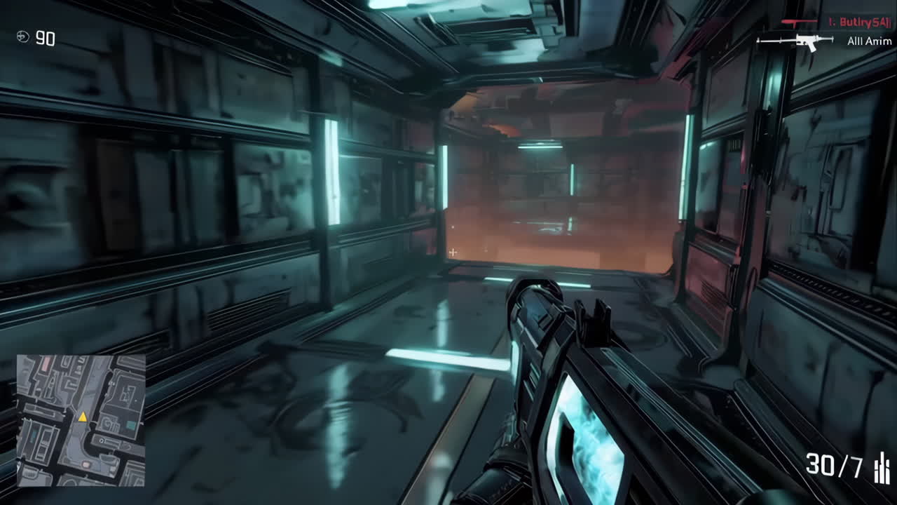 First Person Shooter - Futuristic Corridor Gameplay