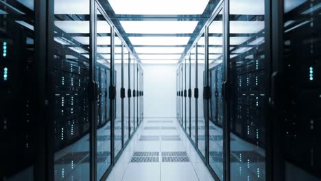 a modern data center interior showcasing server racks and advanced cooling systems in a high-tech environment with illuminated led indicators