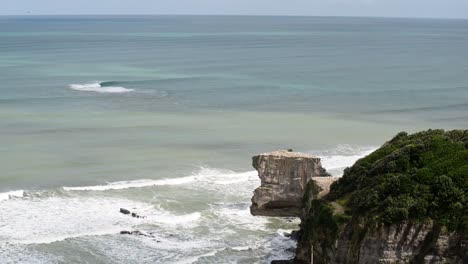 los acantilados que albergan una gran colonia de aves en la playa de muriwai vistos desde arriba