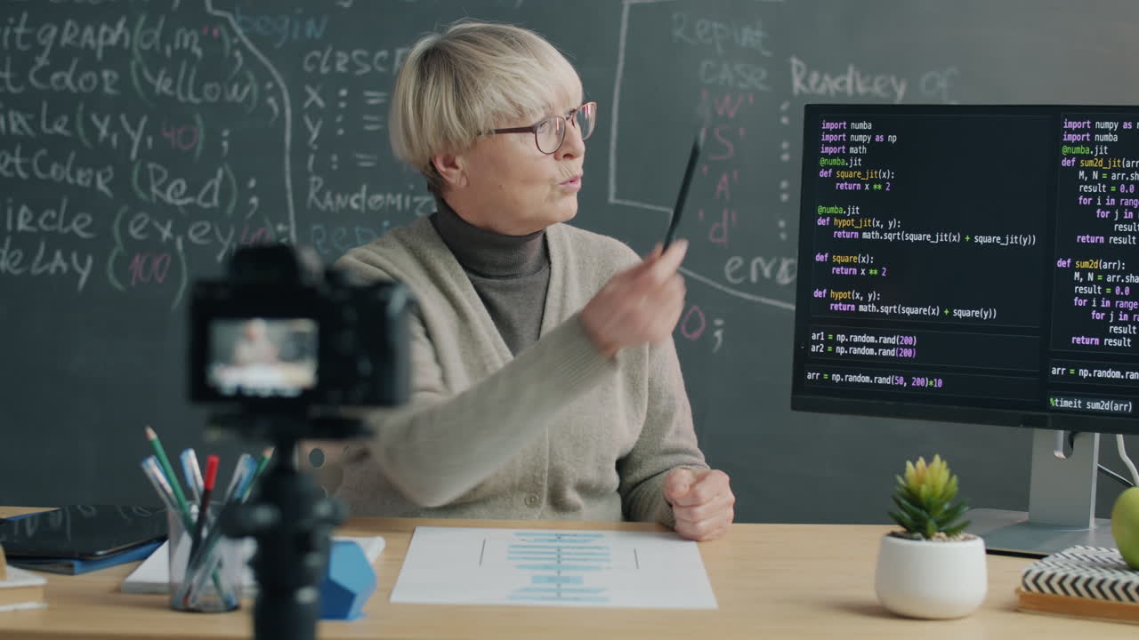 Woman teaching coding tutorial