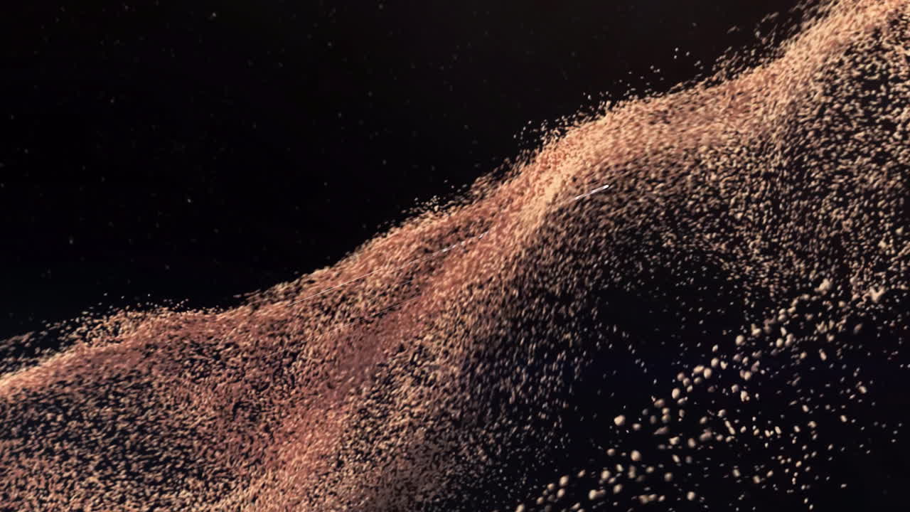 Particles forming wave, animating over dark background