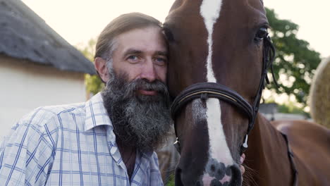 man and animal posing together