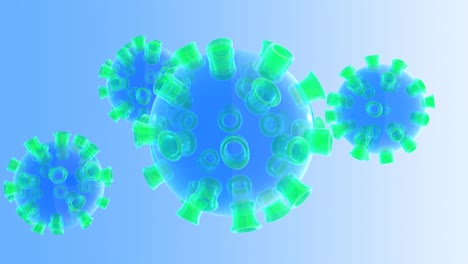 representación en 3d de las partículas del coronavirus sars-cov2 (covid-19) suspendidas en el aire girando en un bucle sin costuras infinito.