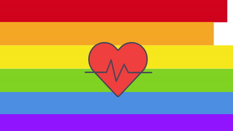 animación del corazón sobre las rayas del arco iris