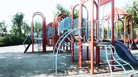 empty colorful children playground set in park