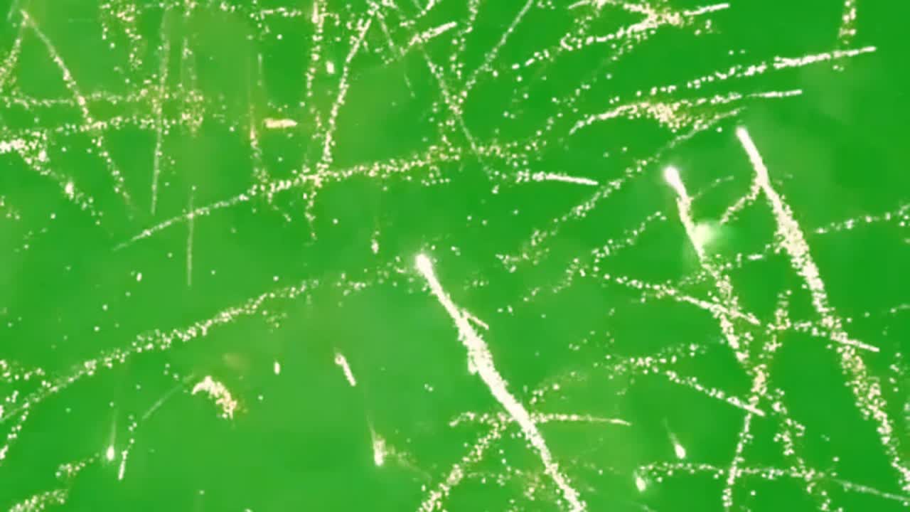 녹색 화면 배경으로 불꽃놀이 모션 그래픽