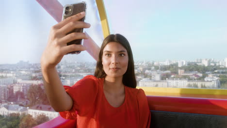 happy woman recording video