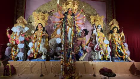 shot of a goddess durga puja pandal in kolkata.