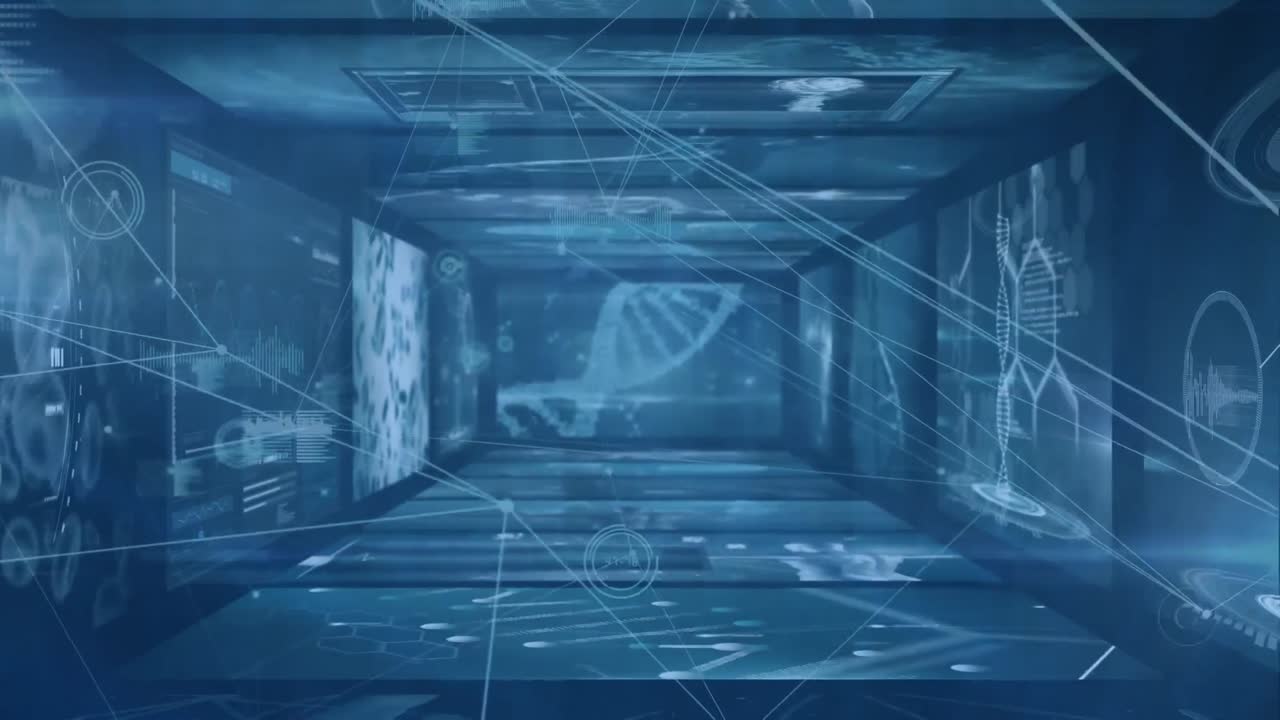 연결 네트워크의 애니메이션 및 의료 데이터 처리를 가진 다중 화면