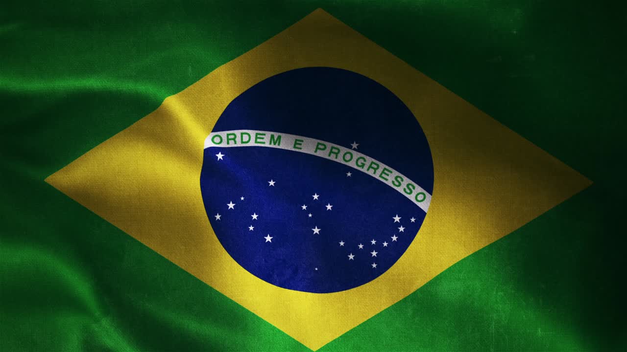 Bandiera brasiliana che sventola con texture in tessuto