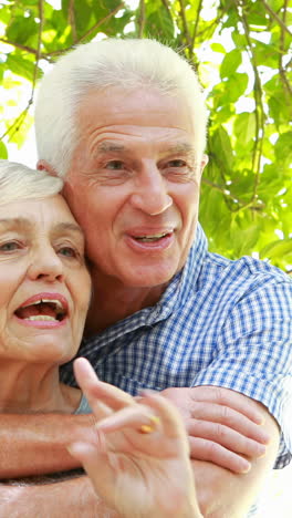 senior couple hugging his wife