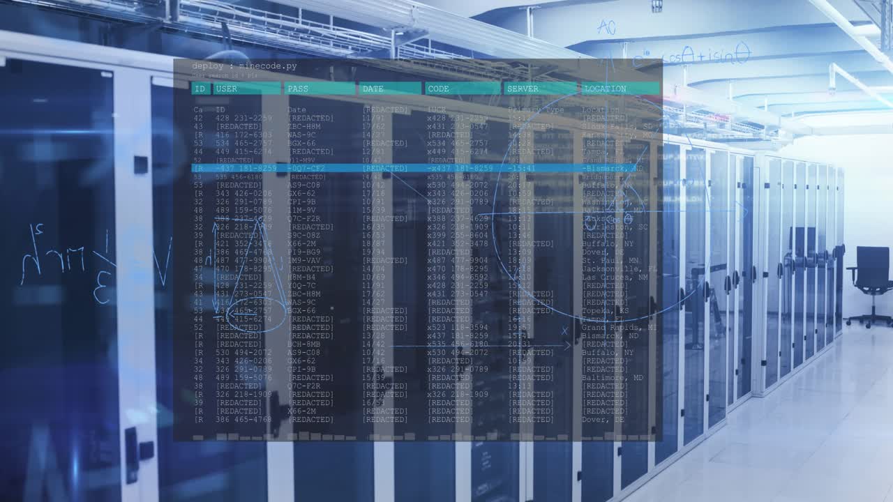 Animation of data processing over computer servers