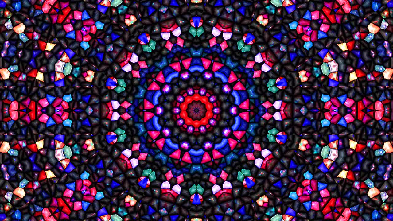 아름답고 추상적인 칼레도스코프, 빛나는 빛, 미묘한 움직임을 조절하는 빛.