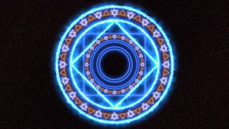 magic circle powerful blue color energy double heaven six stars rotating constellation space background