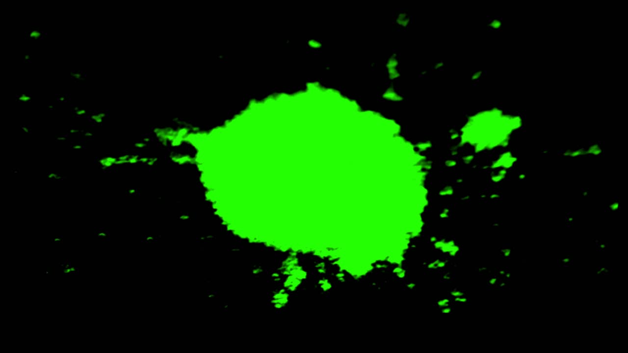 추상적인 페인트 브러쉬 스트로크 모양, 색 잉크 스플래팅, 크로마 키, 녹색 스크린, 잉크 스프래터 스플래치 효과