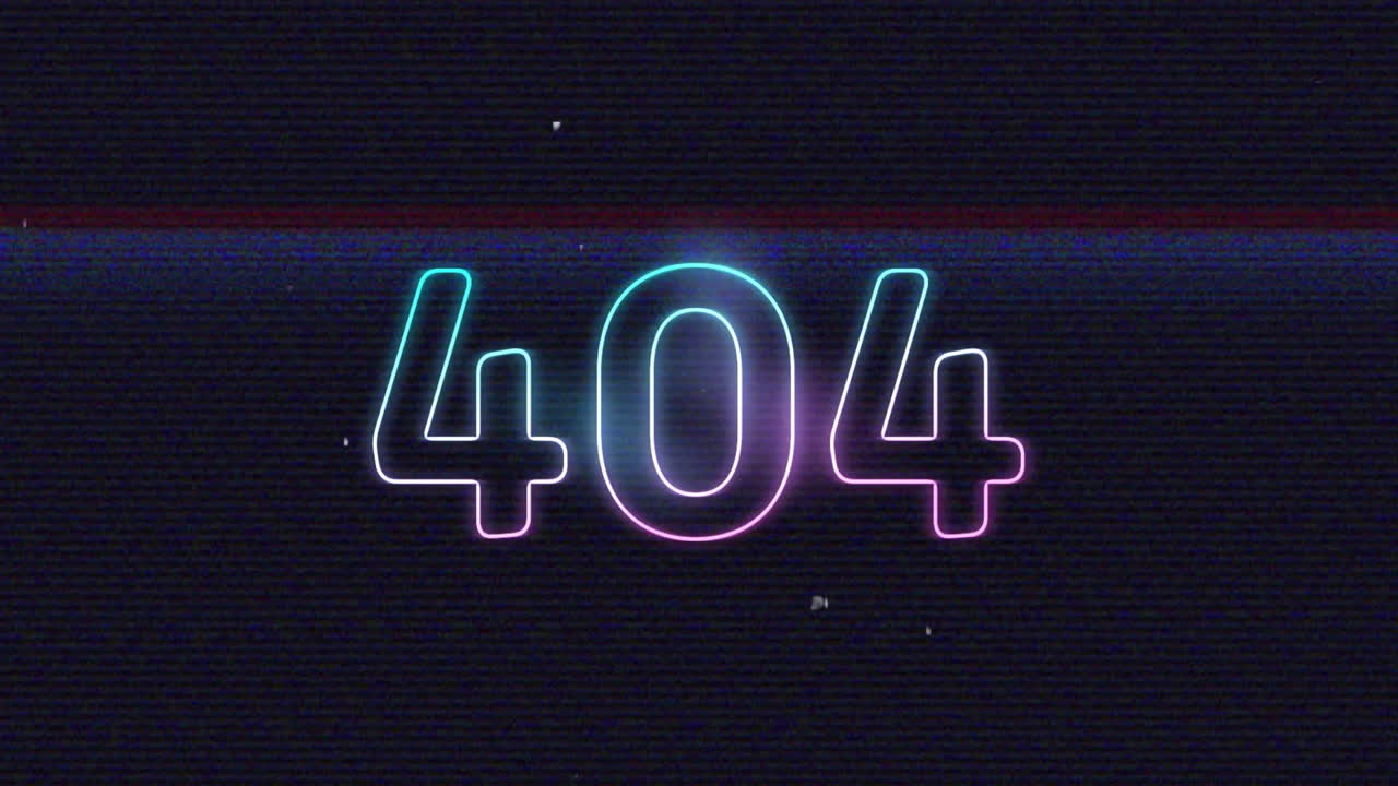 404 error text animation with neon glow over dark background