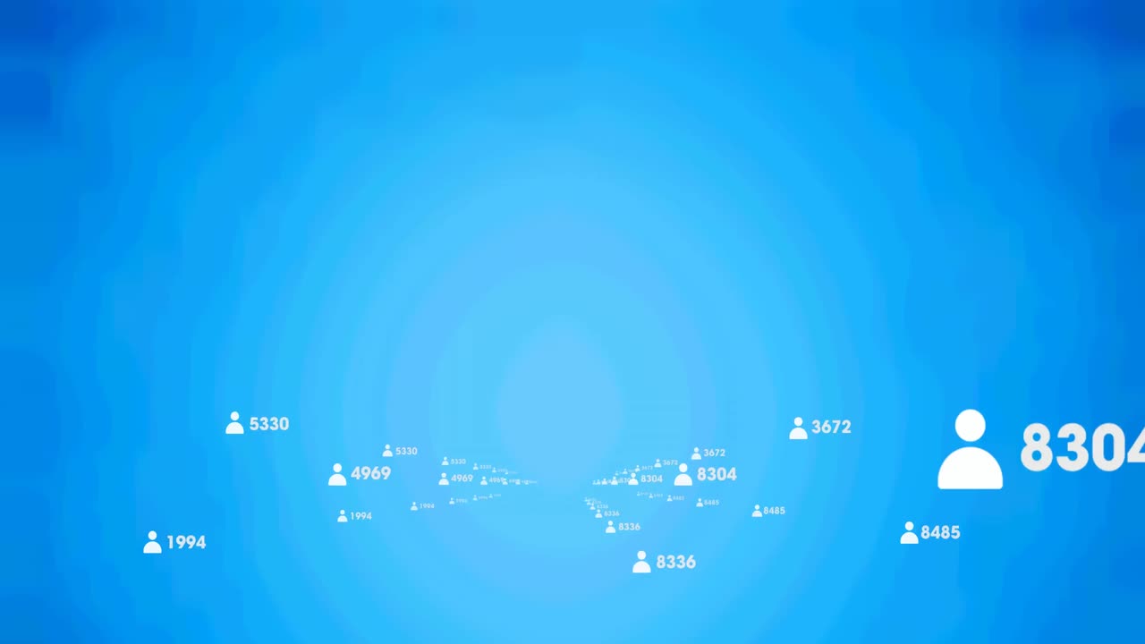 파란색 배경에 숫자를 가진 사람 아이콘의 애니메이션