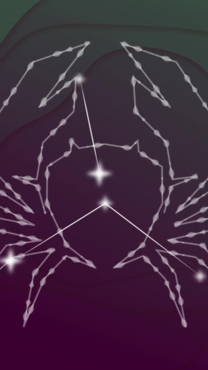 Animazione del segno zodiacale del Cancro con stelle luminose