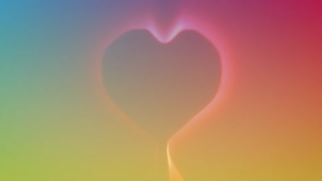 digital animation of digital waves in heart shape against colorful gradient background