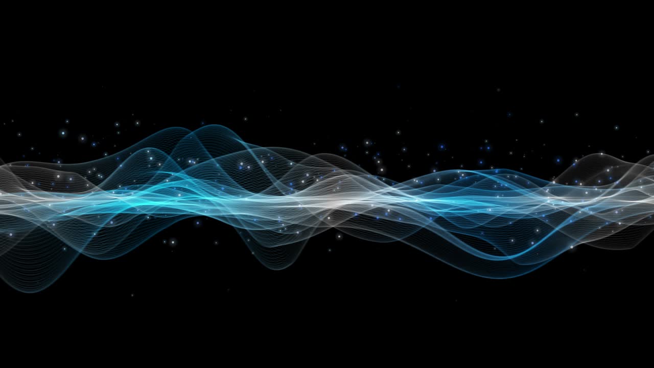 파동 물체와 반이는 입자를 느린 동작으로 가진 미래의 애니메이션, 4096x2304 루프 4k
