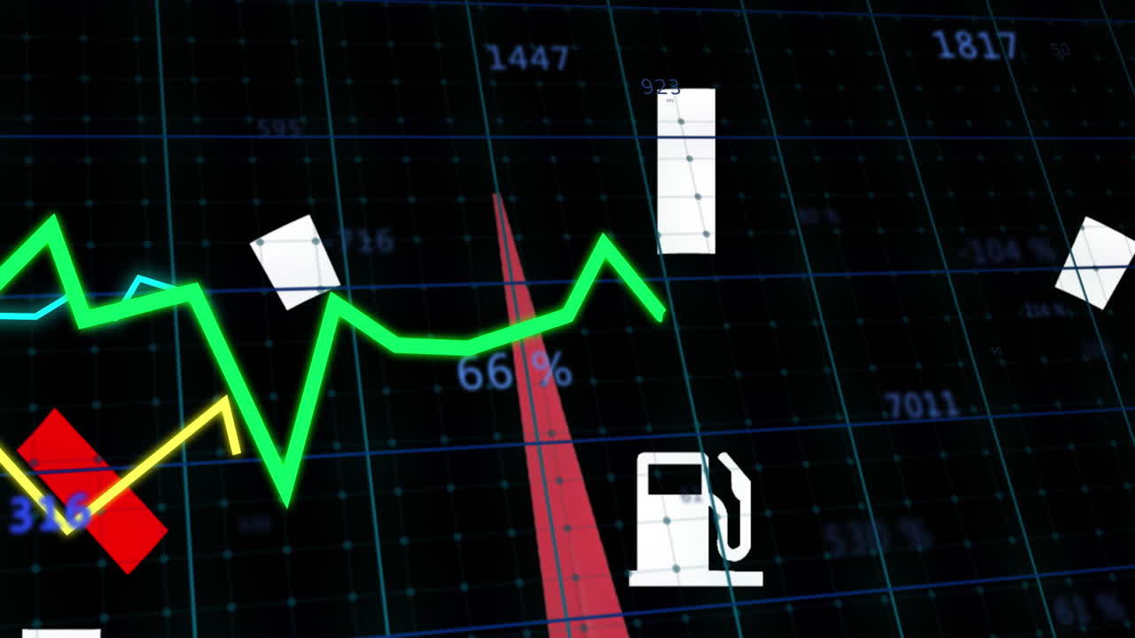 자동차 패널 위의 데이터 처리의 애니메이션