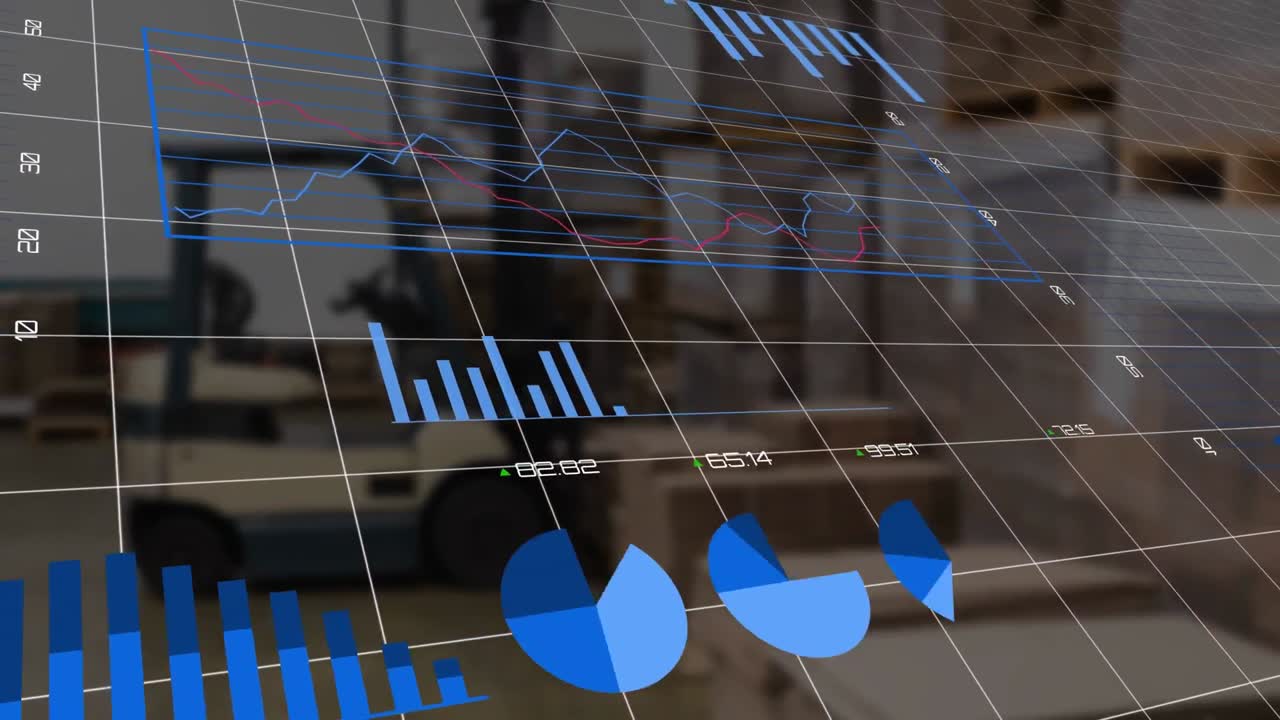 animación del procesamiento de datos financieros en el almacén
