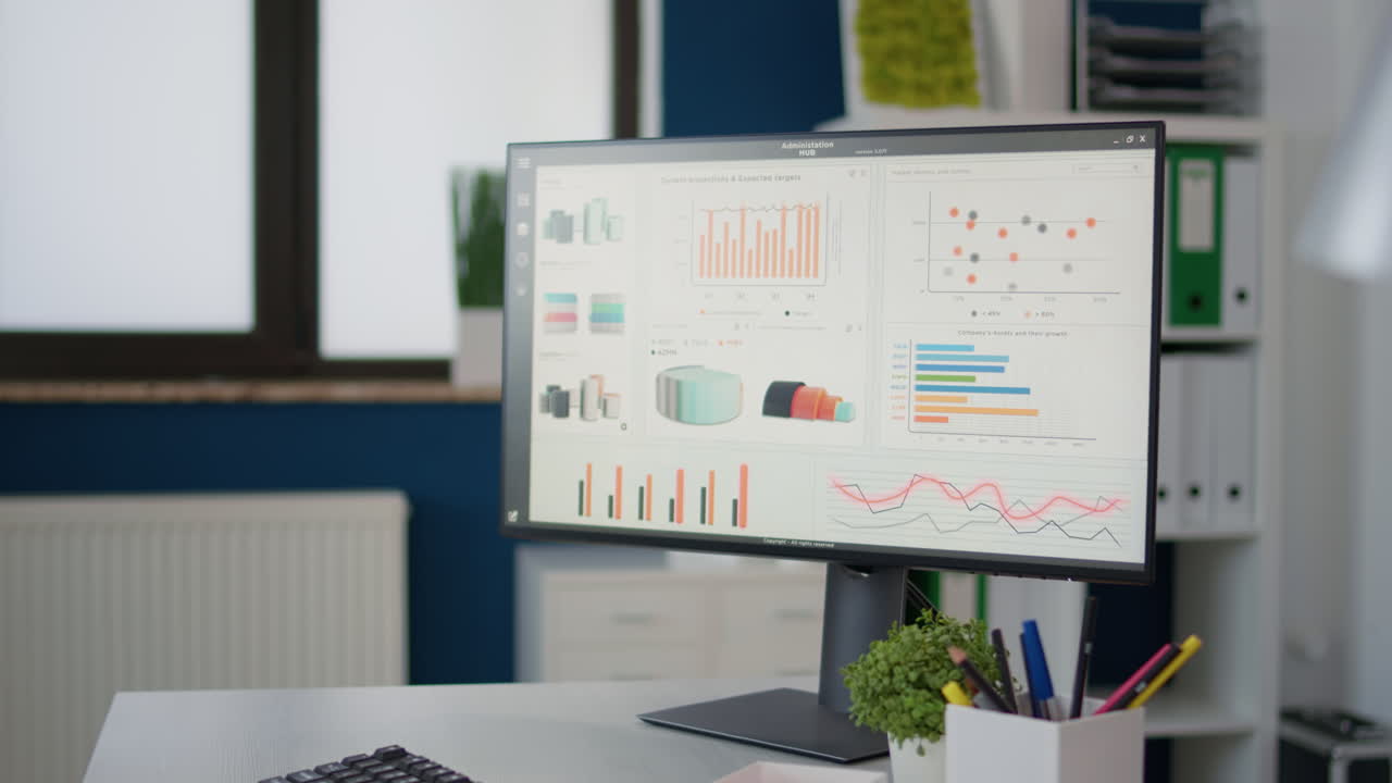 Nobody in business office with professional diagrams