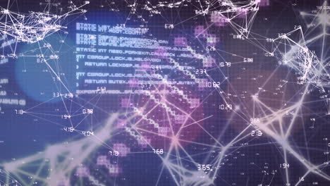 animation of dna chain and diverse data over constellations on navy background