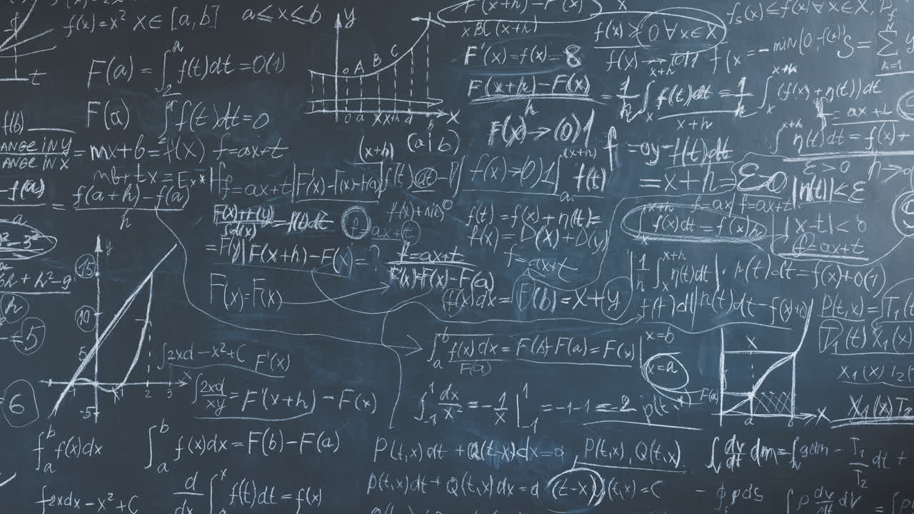 Math Equations on a Chalkboard with Students