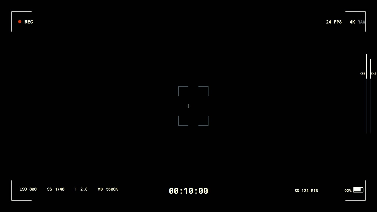 Digital Camera Recording Interface Overlay with Black Background