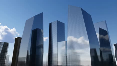 modern skyscrapers against a blue sky
