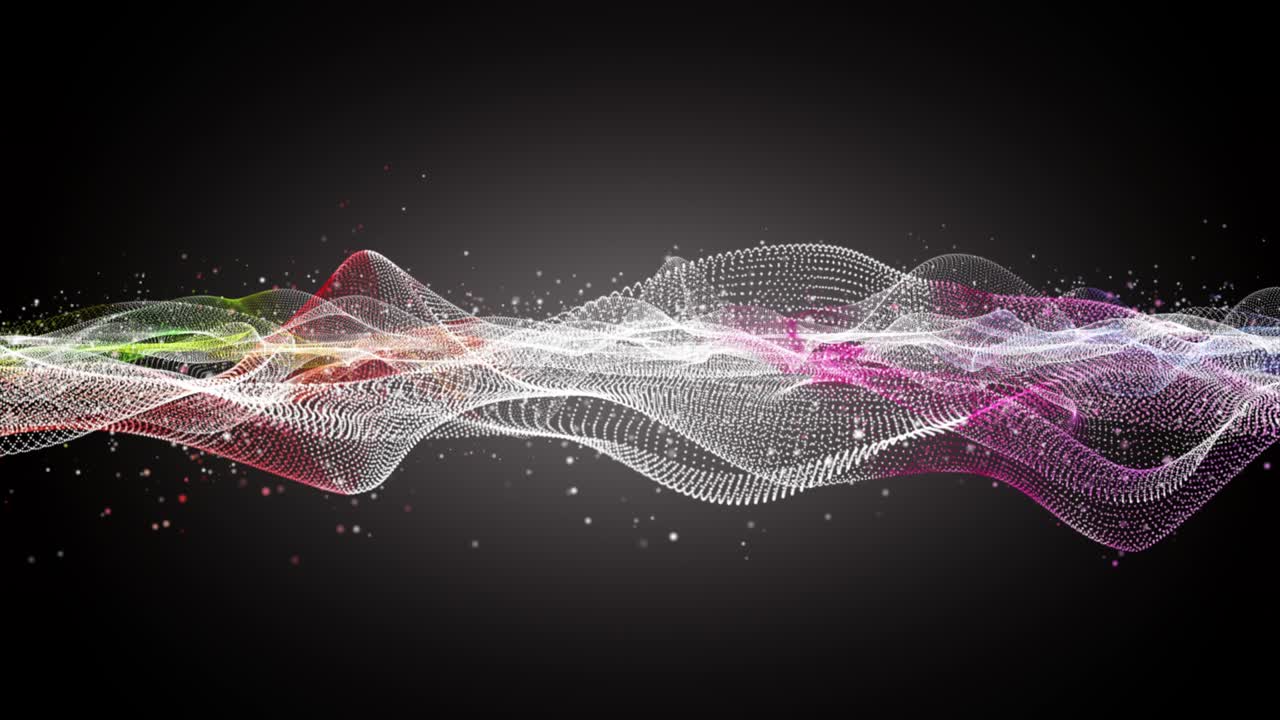 천천히 움직이는 입자 파동 물체와 함께 환상적인 애니메이션, 4096x2304 루프 4k