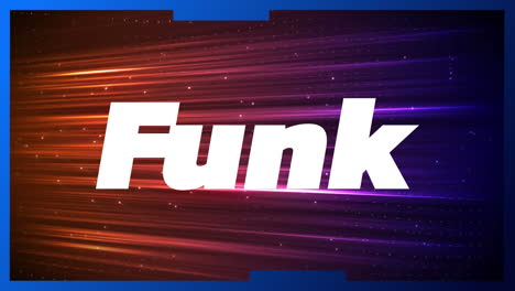 animation of funk text over colorful moving stripes on dark background