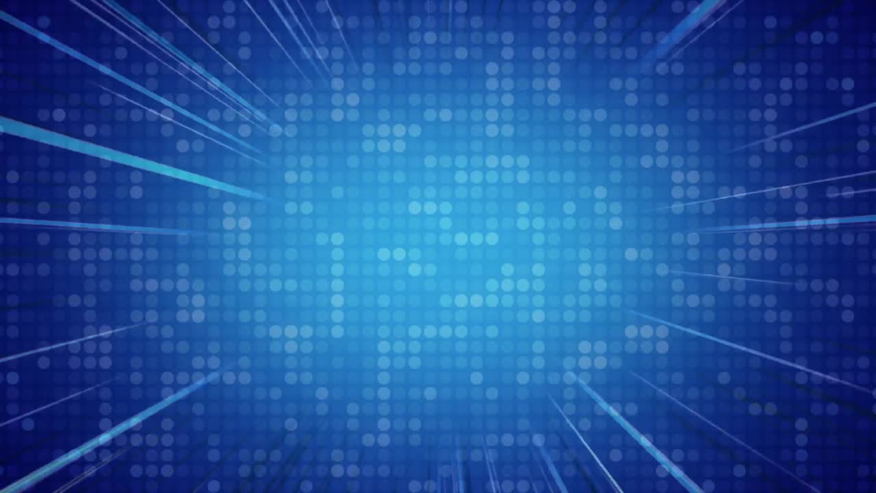 Light trails flickering against mosaic squares on  blue background