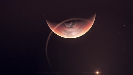 surface of mars with distant sun - animation