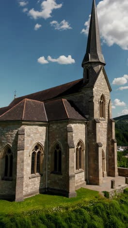 old stone church in the countryside