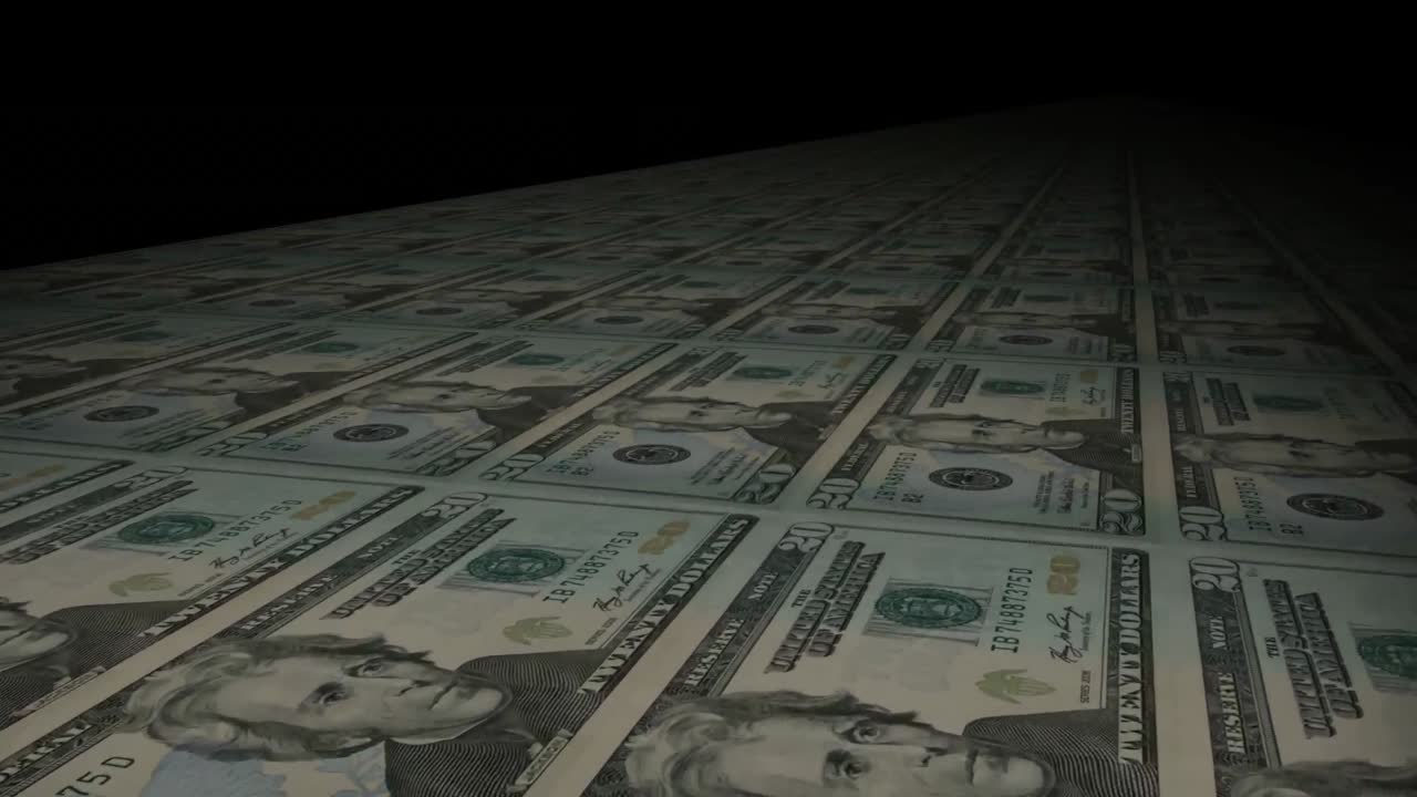 animación de acciones de dólares en movimiento.