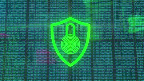 animation of padlock, data processing over computer servers
