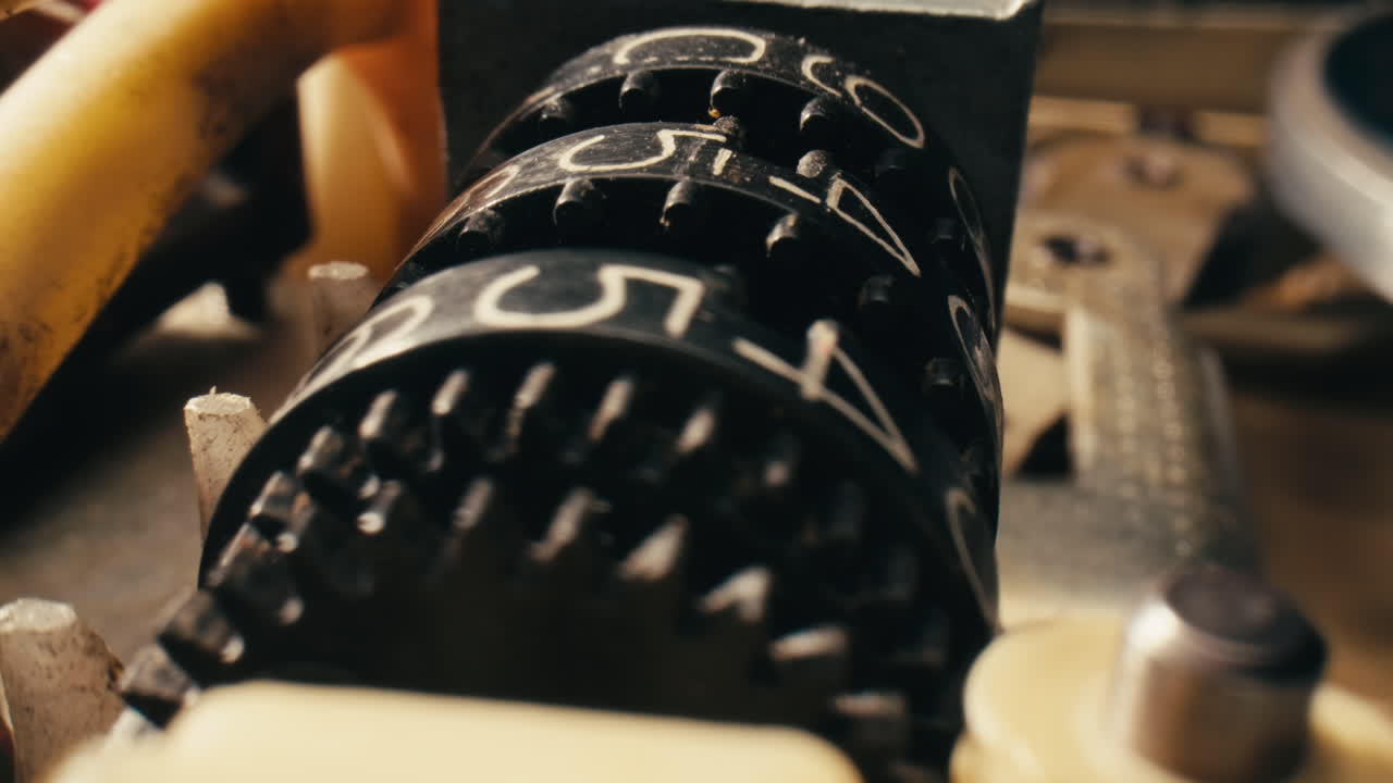 Close-up of an Old Mechanical Counter