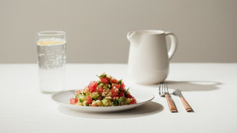 fresh bulgur salad with water