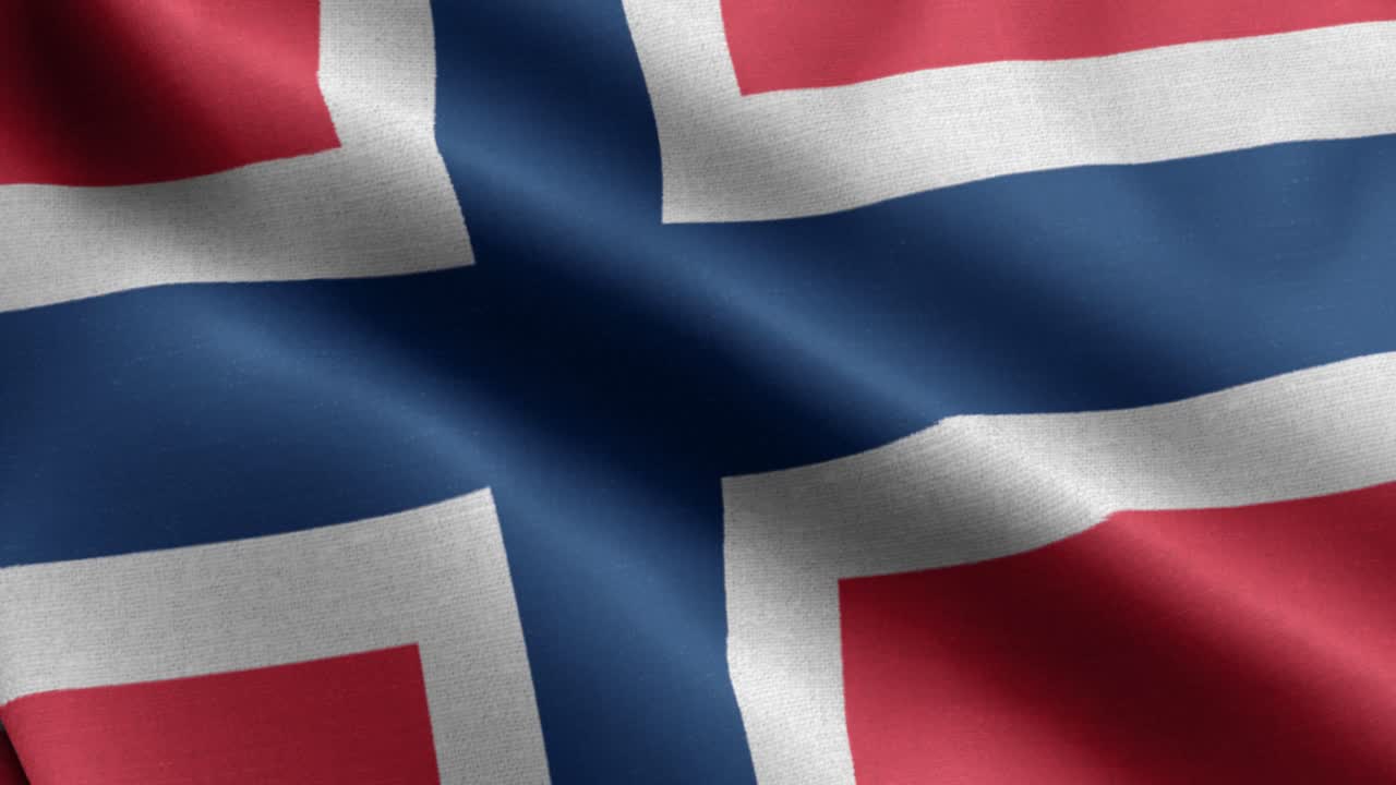 Nærbillede viftende loop 4K Norges nationalflag